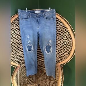 Vintage America Light Blue Distressed Ankle Jeans